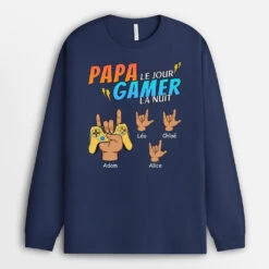 Manches Longues Papa Le Jour Gamer La Nuit Personnalisé
