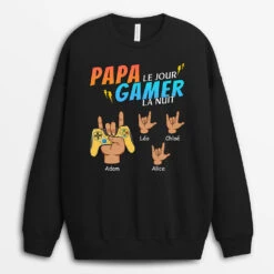 Sweatshirt Papa Le Jour Gamer La Nuit Personnalisé