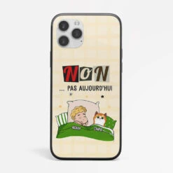 Coque Iphone 14 Non Pas Aujourd'hui Chat Personnalisée -Cadeau Plus 1199FFR2 Cadeau Personnalise Coque Telephone Non Pas Aujourd hui Chat Amoureux des animaux