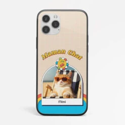 Coque De Téléphone IPhone 13 Maman Chat Avec Photo Et Prénoms Personnalisée