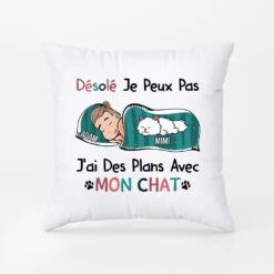 Coussin J'ai Des Plans Avec Mon Chat Personnalisé