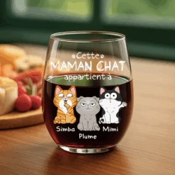 Cadeau Plus -Cadeau Plus 1295IFR2 verre a vin sans pied personnalise avec chat mignon ce papa appartient a 1295i8n8d