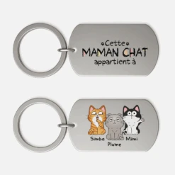 Porte-Clé Aluminium Personnalisé Avec Chat Mignon - Cette Maman Appartient À