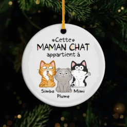 Ornement Céramique Personnalisé Avec Chat Mignon - Cette Maman Appartient À