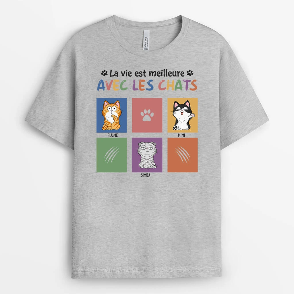 T Shirt Personnalisé Avec Chat - La Vie Avec Un Chat 4 T Shirt Personnalisé Avec Chat - La Vie Avec Un Chat – Image 2