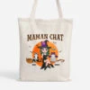 Maman Chat Sorcière Avec Son Balai - Tote Bag Chat Personnalisé Pour Halloween -Cadeau Plus 1310BFR1 tote bag maman chat sorciere avec son balai personnalise