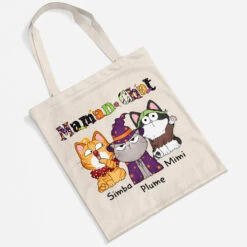 Maman Chat Mimi Motif Halloween - Tote Bag Personnalisé Chat Pour Femme -Cadeau Plus 1311BFR2 tote bag maman chat mimi motif halloween personnalise