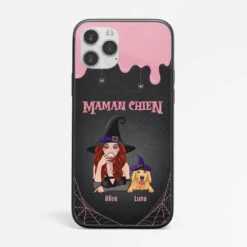 Coque De Téléphone IPhone 13 Maman Chien Sorcière Halloween Personnalisée