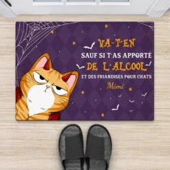 Paillasson Chat Personnalisé - Deguisement Chat Halloween -Cadeau Plus 1314DFR2 paillasson va ten sauf si tas apporte de lalcool et des friandises pour chats personnalise
