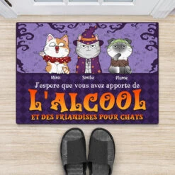 Paillasson Personnalisé Chat - Deguisement Pour Chat Halloween -Cadeau Plus 1334DFR2 paillasson jespere que vous avez apporte de lalcool et des friandises pour chats personnalise