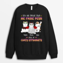 Sweatshirt Tu Ne Peux Pas Me Faire Peur J'ai 4 Chats Effrayants Personnalisé