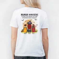 T-shirt Mamie Sorcière Halloween Plus Magique Avec Impression Au Dos Personnalisé -Cadeau Plus 1337AFR2 t shirt mamie sorciere halloween plus magique avec impression au dos personnalise