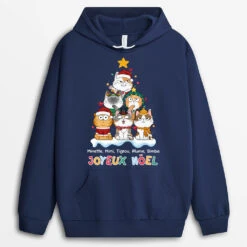 Sweat à Capuche Joyeux Noël Avec Chats Personnalisé