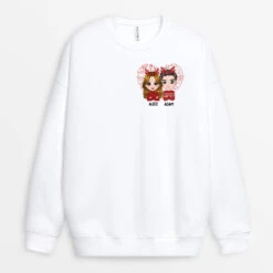 Sweatshirt Couple De Noël Avec Coeur Personnalisé -Cadeau Plus 1378WFR1 sweatshirt couple de noel avec coeur personnalise
