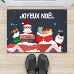 Paillasson Joyeux Noël Avec Chats Personnalisé -Cadeau Plus 1394DFR2 paillasson joyeux noel avec chats personnalise