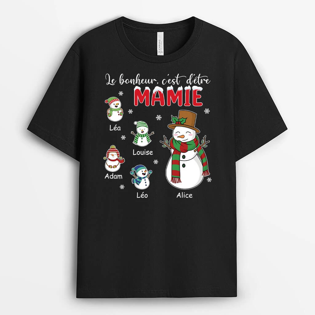 Le Bonheur C'est D'être Mamie - Tee Shirt Personnalisé Mamie 3 Le Bonheur C'est D'être Mamie - Tee Shirt Personnalisé Mamie