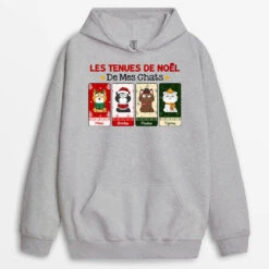 Sweat à Capuche Les Tenues De Noël De Mes Chats Personnalisé -Cadeau Plus 1402HFR2 sweat a capuche les tenues de noel de mes chats personnalise