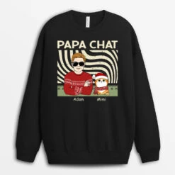 Sweatshirt Papa De Chat Noël Personnalisé