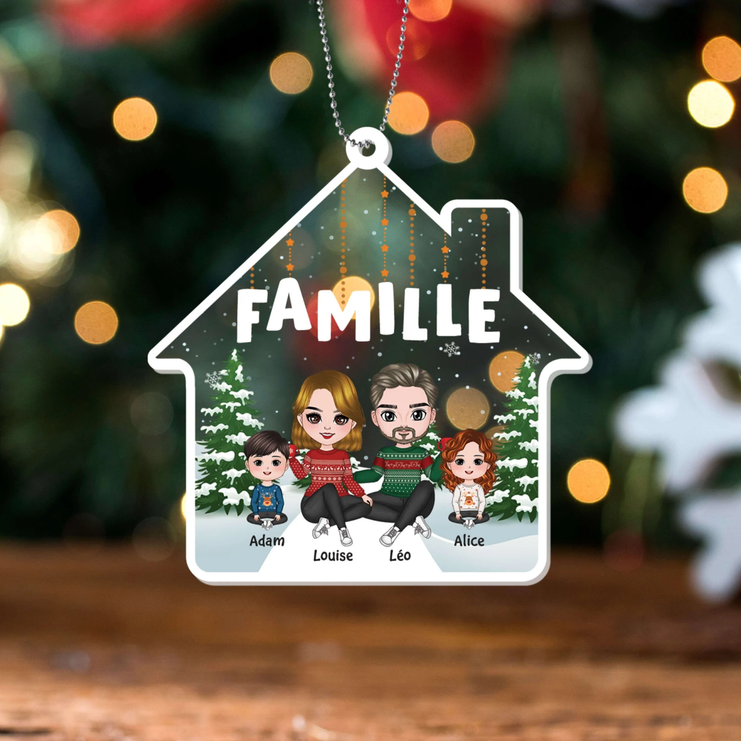 Ornement Famille Maison Noël Personnalisé 4 Ornement Famille Maison Noël Personnalisé – Image 2