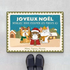Paillasson Joyeux Noël Veuillez Vous Essuyer Les Pattes Ici Personnalisé