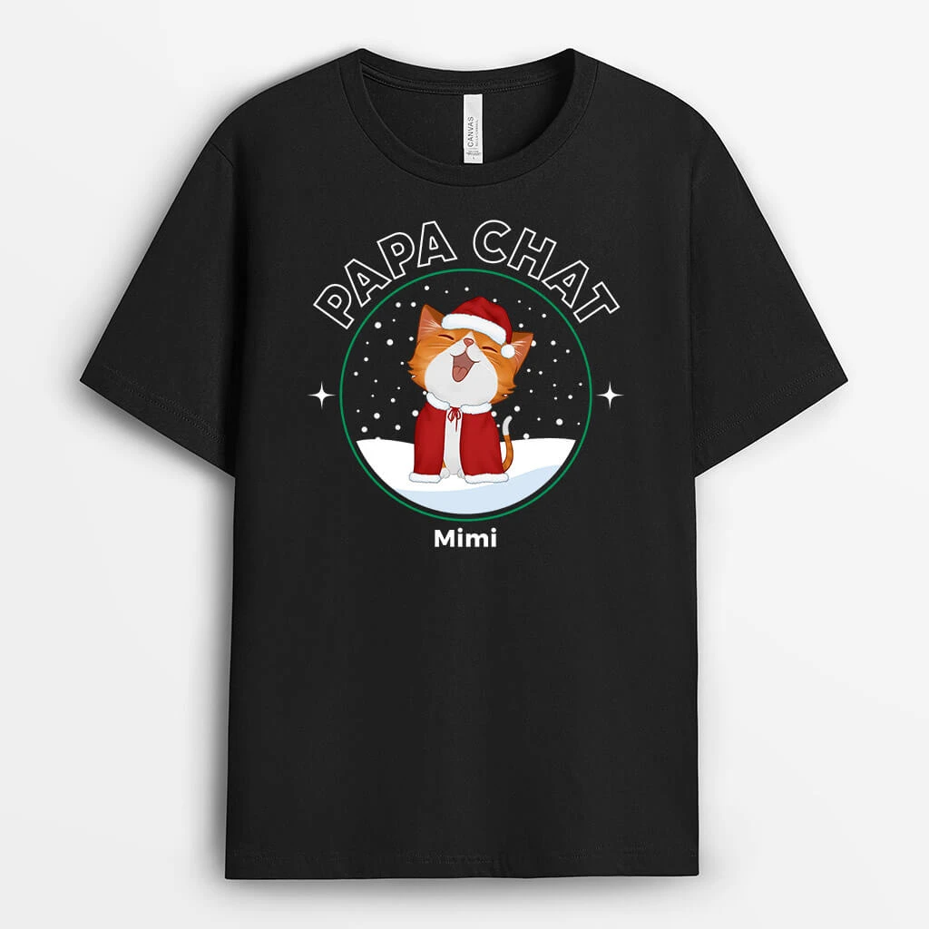 T-shirt Papa Chat/ Maman Chat Noel Personnalisé 3 T-shirt Papa Chat/ Maman Chat Noel Personnalisé