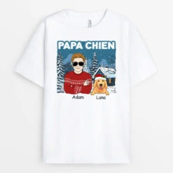 T-shirt Papa De Chien Version Noël Personnalisé