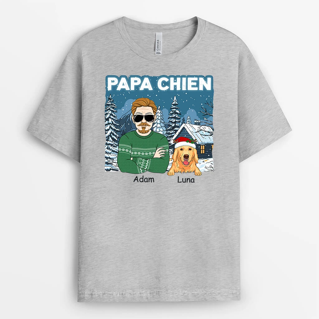 T-shirt Papa De Chien Version Noël Personnalisé 4 T-shirt Papa De Chien Version Noël Personnalisé – Image 2