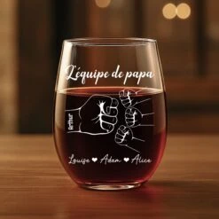 Verre À Vin Sans Pied Personnalisé - L'Équipe De Papa Simple