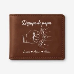 Portefeuille En Cuir Personnalisé - L'Équipe De Papa Simple