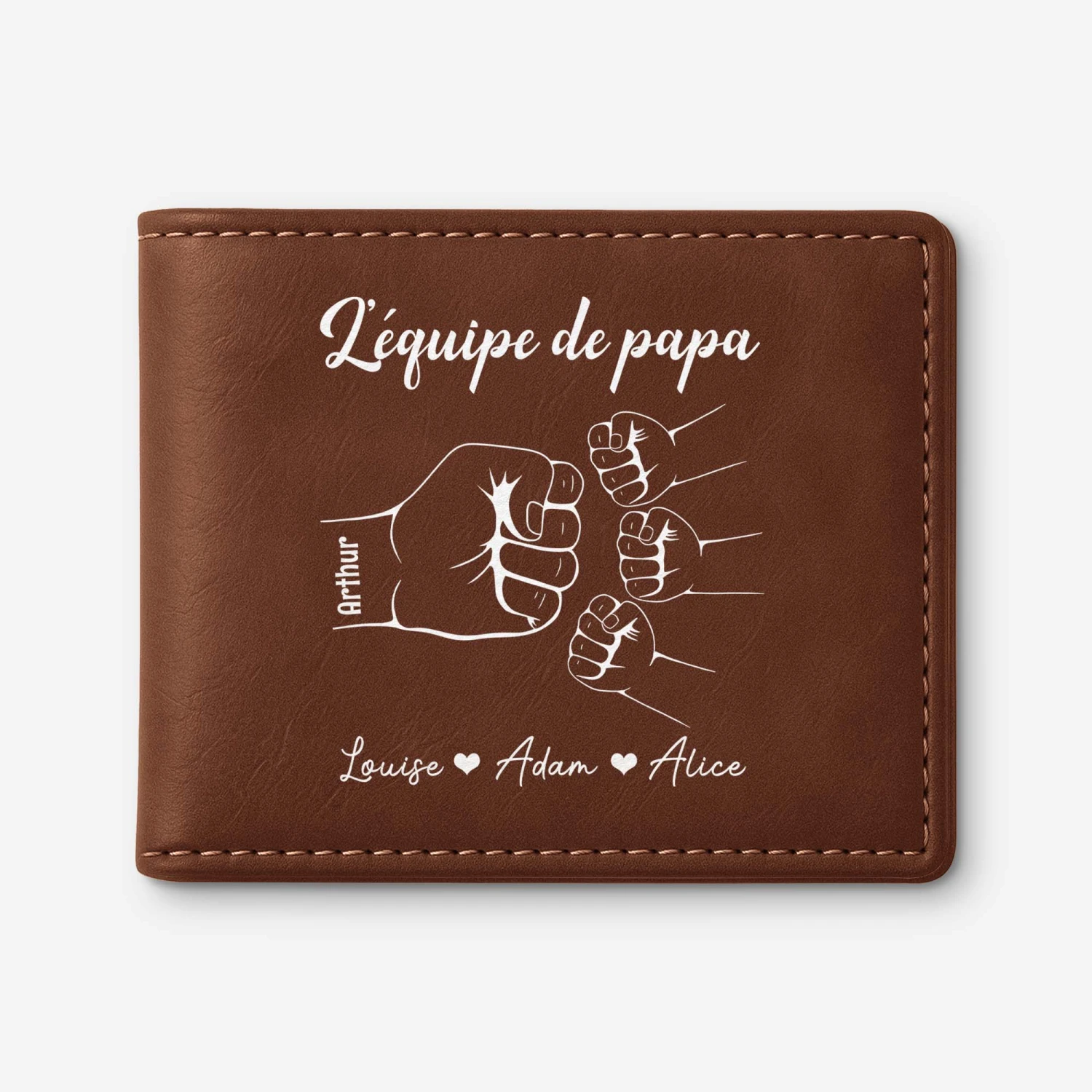 Portefeuille En Cuir Personnalisé - L'Équipe De Papa Simple 3 Portefeuille En Cuir Personnalisé - L'Équipe De Papa Simple