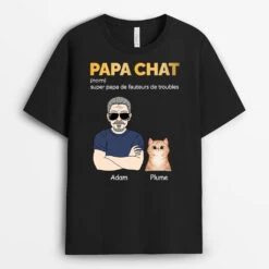 T-Shirt Super Papa De Fauteurs De Troubles Version Chat Personnalisé