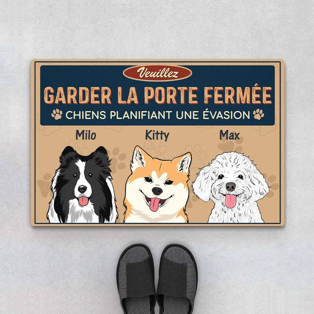 Paillasson Personnalisé Chien - Veuillez Garder La Porte Fermée 3 Paillasson Personnalisé Chien - Veuillez Garder La Porte Fermée