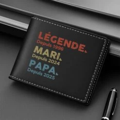 Portefeuille Cuir Personnalisé Homme - Légende Mari Papa Papy Depuis -Cadeau Plus 1503JFR2 portefeuille cuir personnalise homme legende mari papa papy depuis 1503j3m5b
