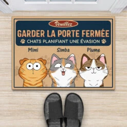 Tapis Chat Personnalisé – Veuillez Garder La Porte Fermée -Cadeau Plus 1504AFR1 t shirt papy personnalise 1