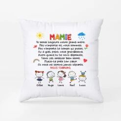 Coussin Cadeau Pour Grand-Mère Doodle Personnalisé
