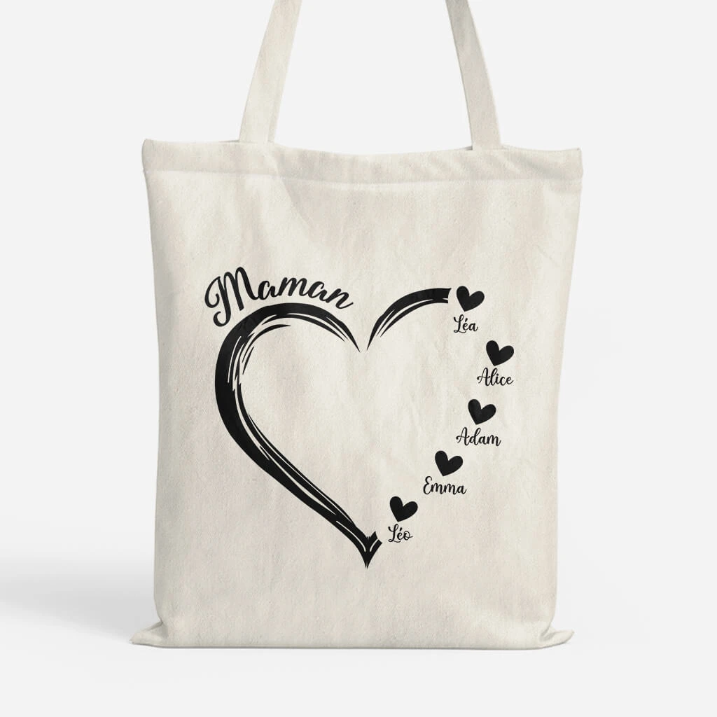 Maman Avec Coeurs Noirs - Tote Bag Personnalisé Pour Maman 3 Maman Avec Coeurs Noirs - Tote Bag Personnalisé Pour Maman