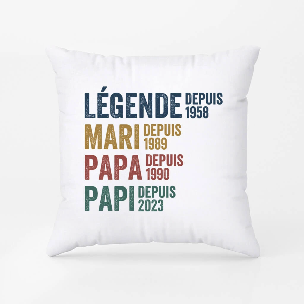 Coussin Légende Mari Papa Papy Depuis Avec Coeurs Personnalisé 3 Coussin Légende Mari Papa Papy Depuis Avec Coeurs Personnalisé