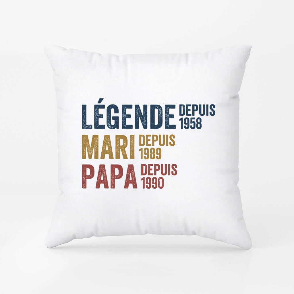 Coussin Légende Mari Papa Papy Depuis Avec Coeurs Personnalisé 4 Coussin Légende Mari Papa Papy Depuis Avec Coeurs Personnalisé – Image 2