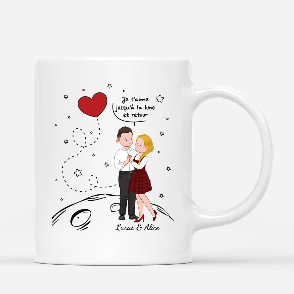 Mug Je T'Aime Jusqu'à La Lune Et Retour Saint Valentin Personnalisé 3 Mug Je T'Aime Jusqu'à La Lune Et Retour Saint Valentin Personnalisé