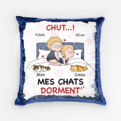 Coussin Sequin Mes Chats Dorment Personnalisé