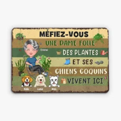 Plaque En Métal Personnalisée – Amour Des Plantes Et Chiens Coquins