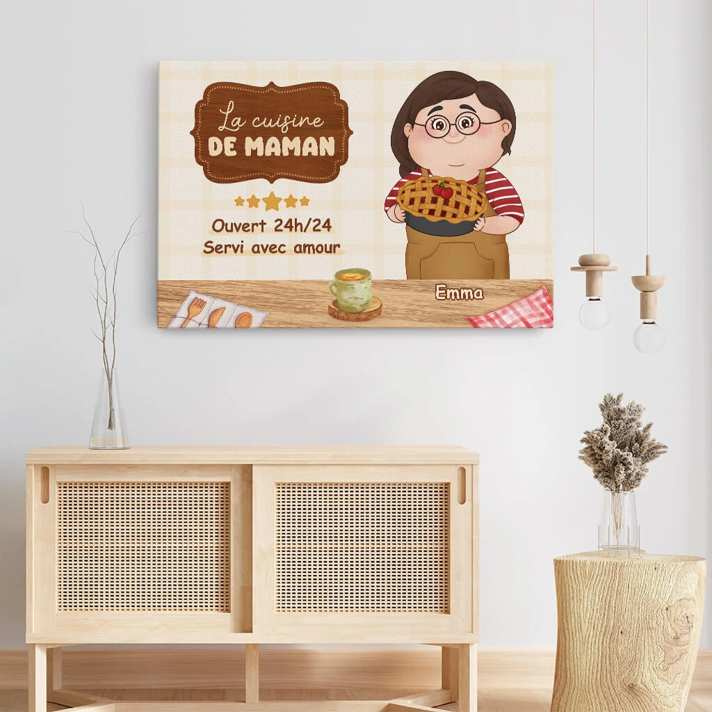 Toile La Cuisine De Maman Ouvert Toujours Personnalisée 5 Toile La Cuisine De Maman Ouvert Toujours Personnalisée – Image 3