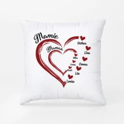 Coussin Maman Mamie Avec Coeur Rouge Personnalisé