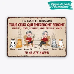 Plaque Personnalisée Chat – Tu As été Averti ! -Cadeau Plus 1991EFR2 plaque en metal tu as ete averti chat personnalisee