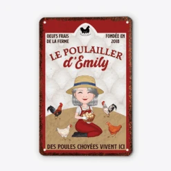 Plaque Métal Personnalisée – Les Poules Choyées Vivent Ici