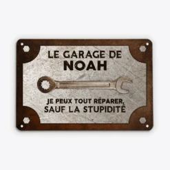 Plaque Garage Personnalisée – Le Repaire Du Bricoleur En Chef