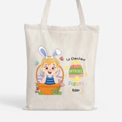 Le Chercheur Officiel D'œufs - Tote Bag Enfant - Cadeau Pâques Personnalisé