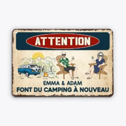 Plaque Personnalisable – Attention, Camping Sauvage En Cours !