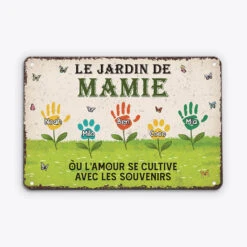 Plaque De Jardin Personnalisé – Le Jardin De Mamie Avec Empreintes