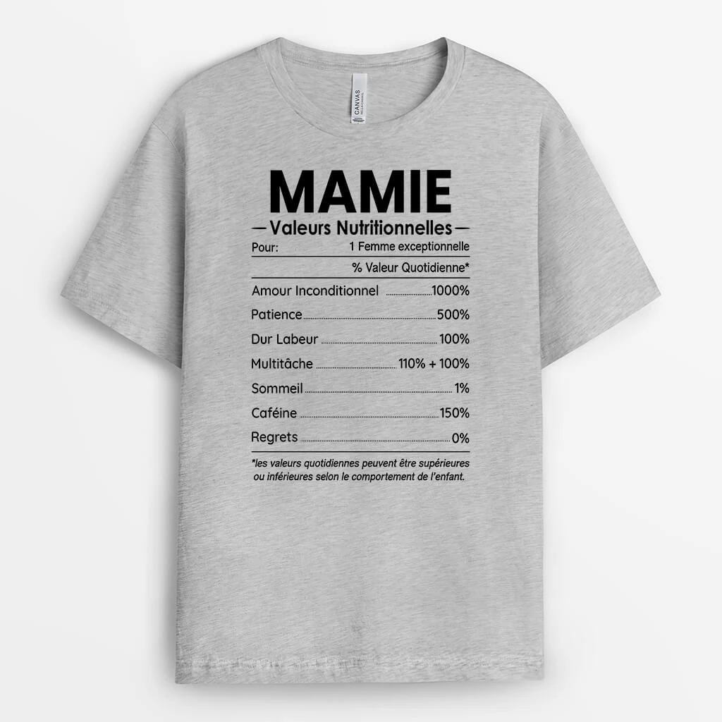 T-shirt Informations Nutritionnelles Pour Papy/ Papa Personnalisé 4 T-shirt Informations Nutritionnelles Pour Papy/ Papa Personnalisé – Image 2